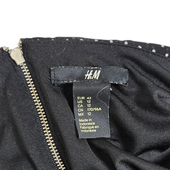 H&M Womens Polka Dot Dress Size 12 Zipper Closure Pleated Front Lined‎ Shift - Picture 8 of 8